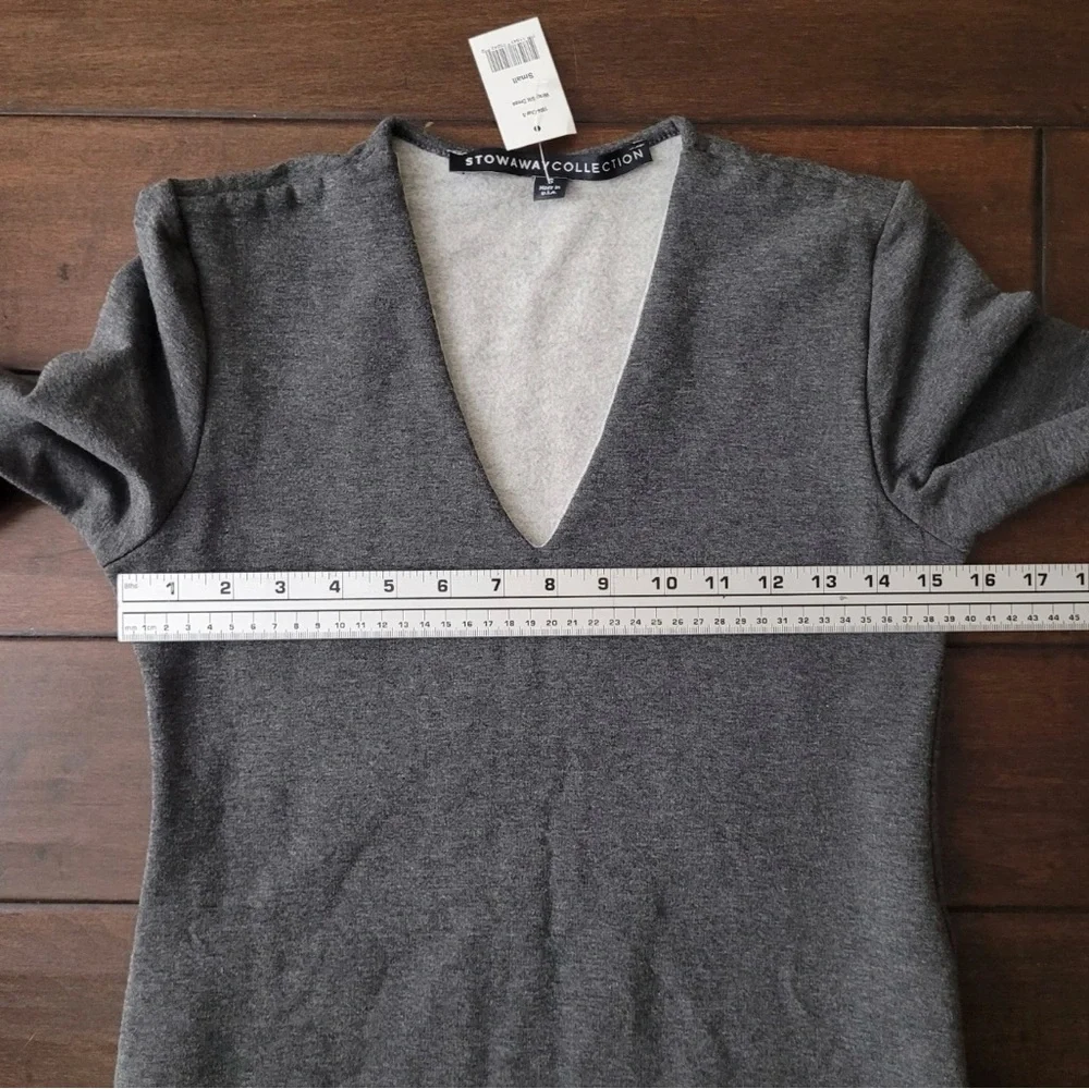 Stowaway Maternity Gray Long Sleeve Wrap Slit Dress Size S - Picture 6 of 8
